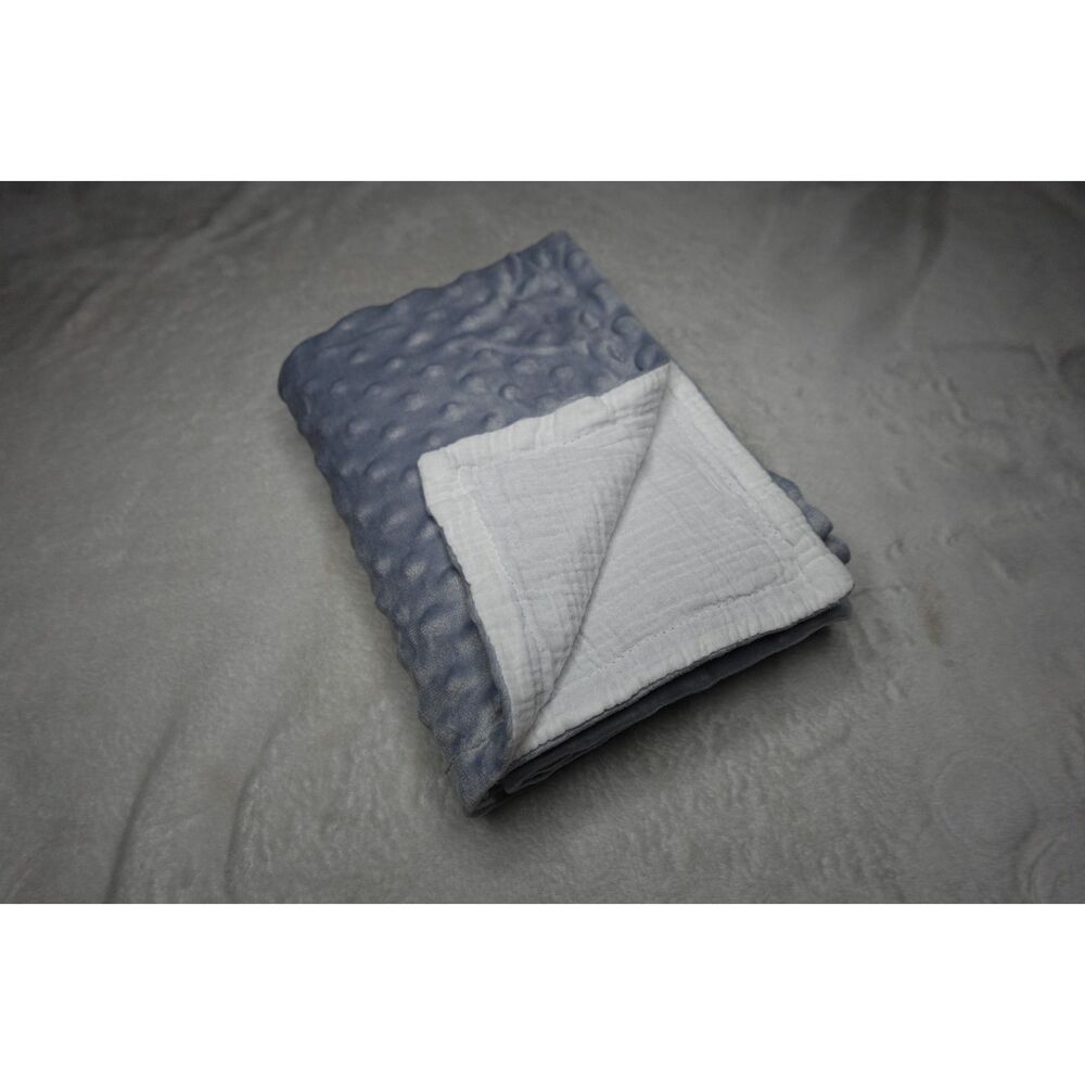 BlueSnail Minky Baby Blanket with Muslin Cotton Layer (30"x40", Grey+White)